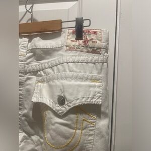TRUE RELIGION WHITE FLAP POCKETS MEN Y2K JEANS 40 x 35
